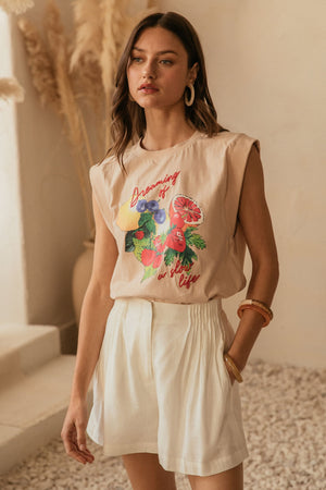 Portofino Citrus Embroidered Tee