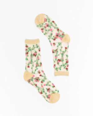 Sheer Rosettes Crew Sock