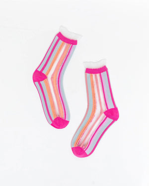 Candy Stripe Sheer Ankle Sock