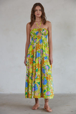 Hawaiian Breeze Floral Midi Dress