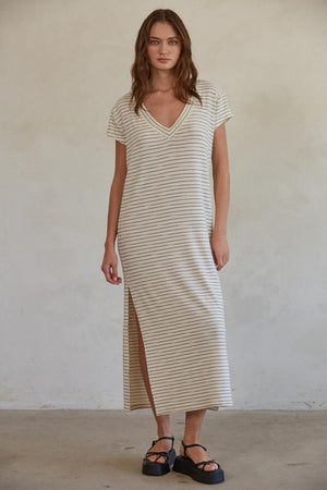 Striped Jersey Midi Dress
