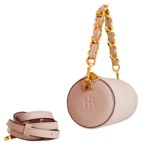 Blush Pebble Leather Barrel Bag