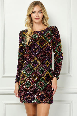 Jewel Tone Sequin Dress