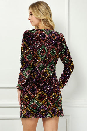 Jewel Tone Sequin Dress