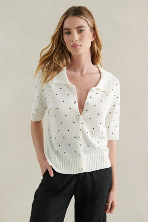 Dottie Short Sleeve Button Sweater