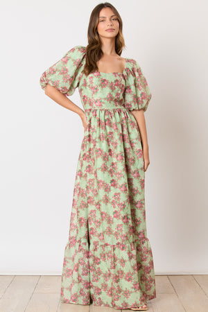 Mallory Floral Mint Maxi Dress