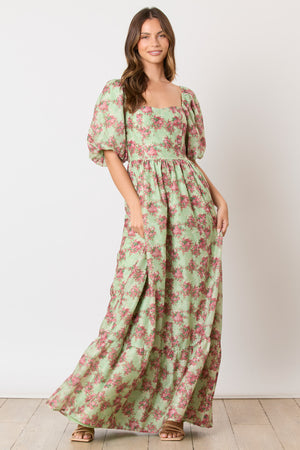 Mallory Floral Mint Maxi Dress