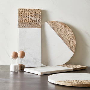 Wood Carved & Marble Charcuterie Serving Boards
