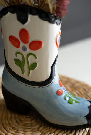 Ceramic Cowboy Boot Vase