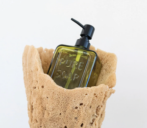 Olive Pressed Glass Liquid Soap Dispenser