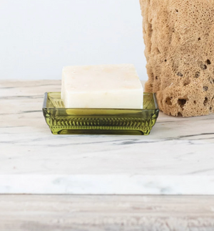 Olive Pressed Glass Soap Dish