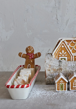 Gingerbread Man Stoneware Cracker Dish