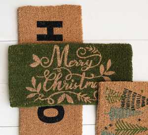 Merry Christmas Green Coir Doormat