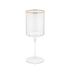 Ribbed Gold Rimmed Wine Glass