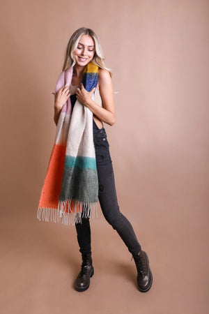 Colorblock Tassel Scarf