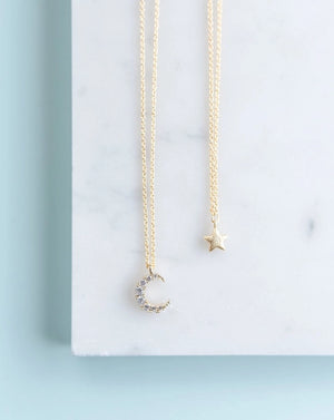 Helmsie Mama & Me Moon and Star Necklace Set
