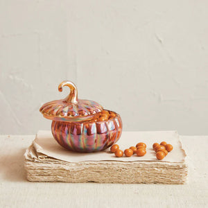 Recycled Glass Pumpkin Shaped Jar