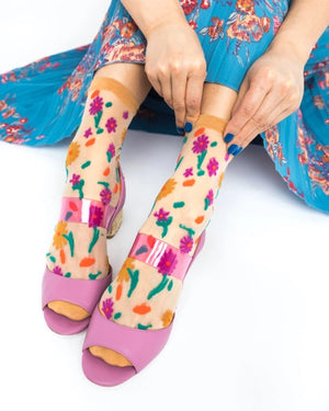 Ditsy Sheer Floral Ankle Sock