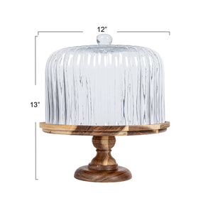 Rustic Glass & Wood Cake Stand