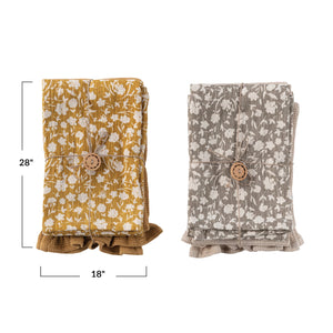 Cotton Printed & Waffle Tea Towel Set