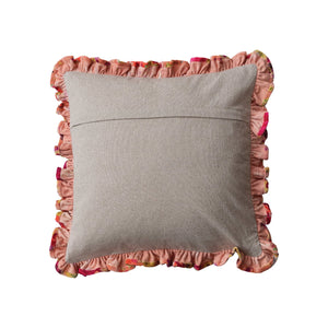 Floral Printed Velvet Ruffle Pillow