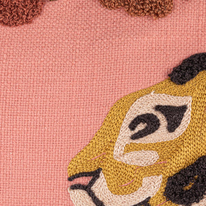 Embroidered Cotton Slub Tiger Pillow