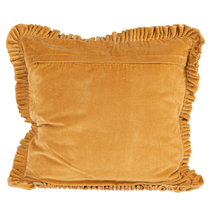 Mustard Ruffle Trim Square Pillow