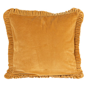 Mustard Ruffle Trim Square Pillow