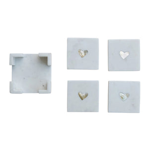 Marble Heart Coaster Set