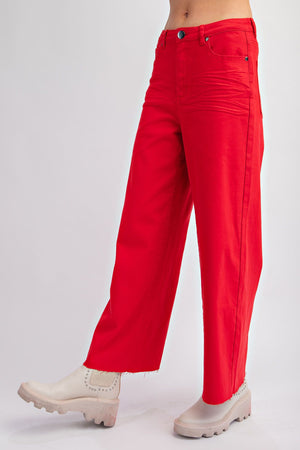 Cherry Wide Leg Cropped Chinos