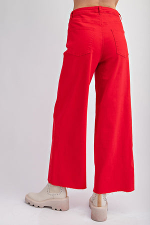 Cherry Wide Leg Cropped Chinos