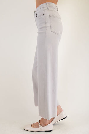 Ecru Wide Leg Cropped Chinos