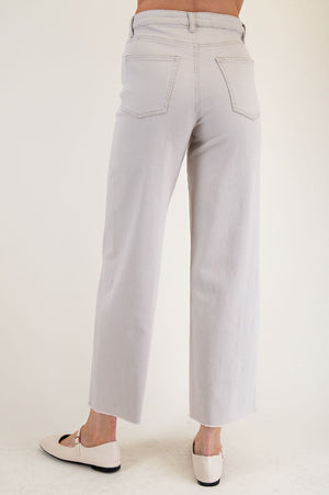 Ecru Wide Leg Cropped Chinos