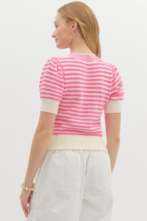 Bonnie Striped Bow Crop Sweater