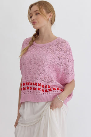 xoxo Oversized Crocheted Sweater