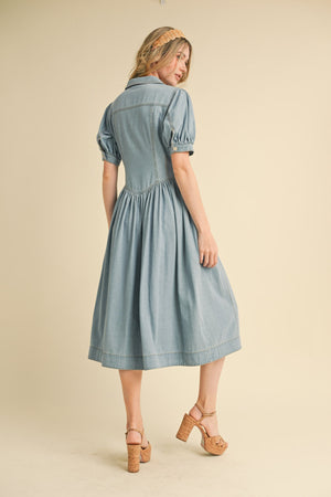 Daisy Drop-Hem Denim Dress