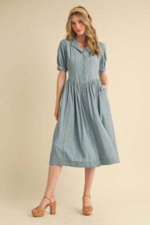 Daisy Drop-Hem Denim Dress