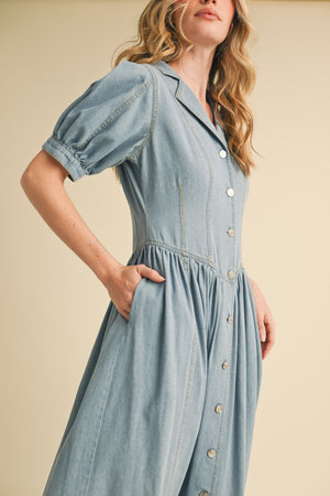 Daisy Drop-Hem Denim Dress