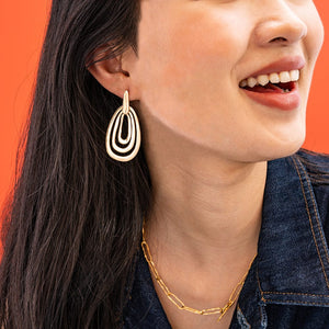 Ink & Alloy Mila Geometric 3-Tier Teardrop Earrings