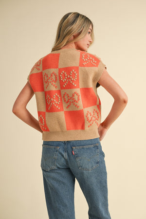 Ribbon Bow Checker Sweater