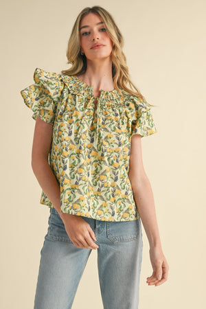 Flutter Sleeve Floral Top