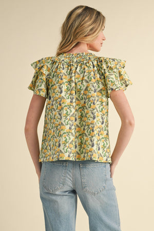 Flutter Sleeve Floral Top