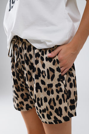 Jackie Drawstring Leopard Shorts
