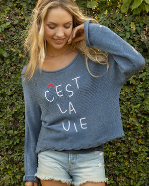 Wooden Ships C'est La Vie Cotton Crop Sweater