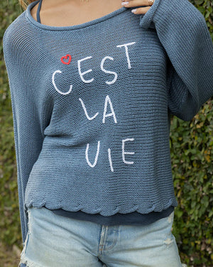 Wooden Ships C'est La Vie Cotton Crop Sweater