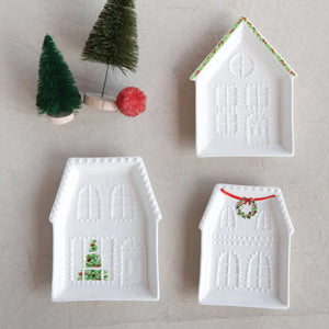 Embossed Stoneware Holiday Plates