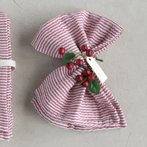 Cotton Red Stripe Holiday Napkins