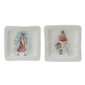 Holiday Girl Stoneware Dish